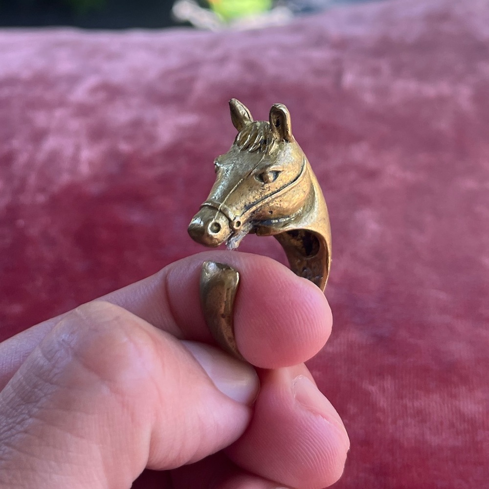 Unique Brass Horse Ring Adjustable - image 7